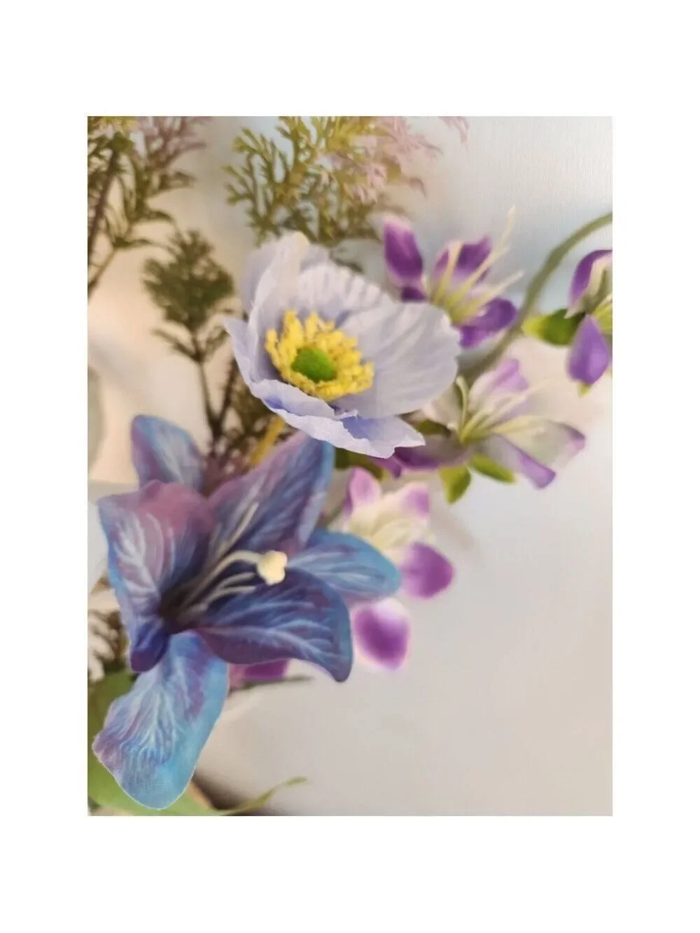 Faux Flower Bouquet Home Decor Artificial Poppies and Lilies Pastel Floral Arran